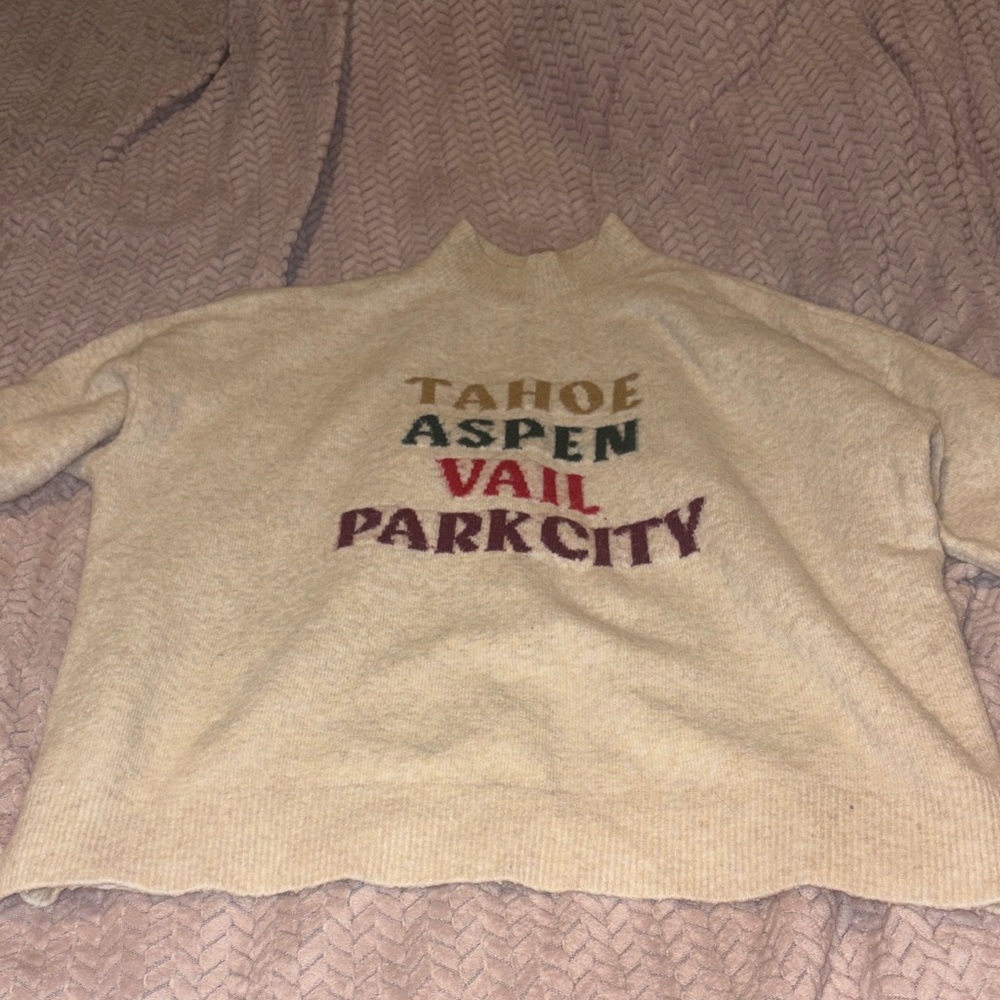 Lou & Grey Beige Sweater with Colorful Text